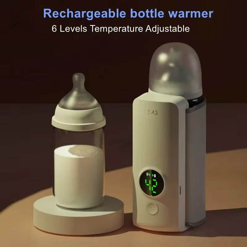 Rechargeable Portable Bottle Warmer Cordless Milk Warmer with Temperature Control for Traveling Camping Home with Fast Charging